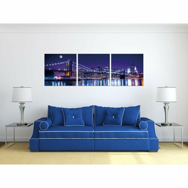 Work-Of-Art 3 Piece Cityline Wrapped Canvas Wall Art Print - Multi Color - 27.5 x 82 .5 x 0.875 in. WO2824380